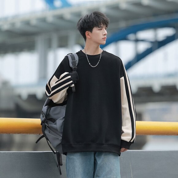 Sleeve Sweatshirt with Triple Stripe Detail